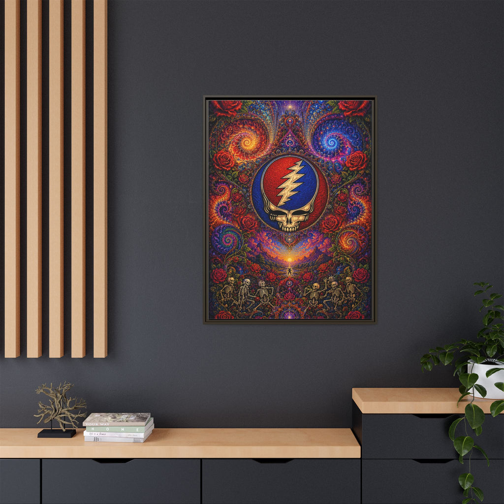 Steal Your Face Skull Lightning Canvas Framed Wall Art | Matte Framed Canvas, Grateful Dead, gift for a deadhead