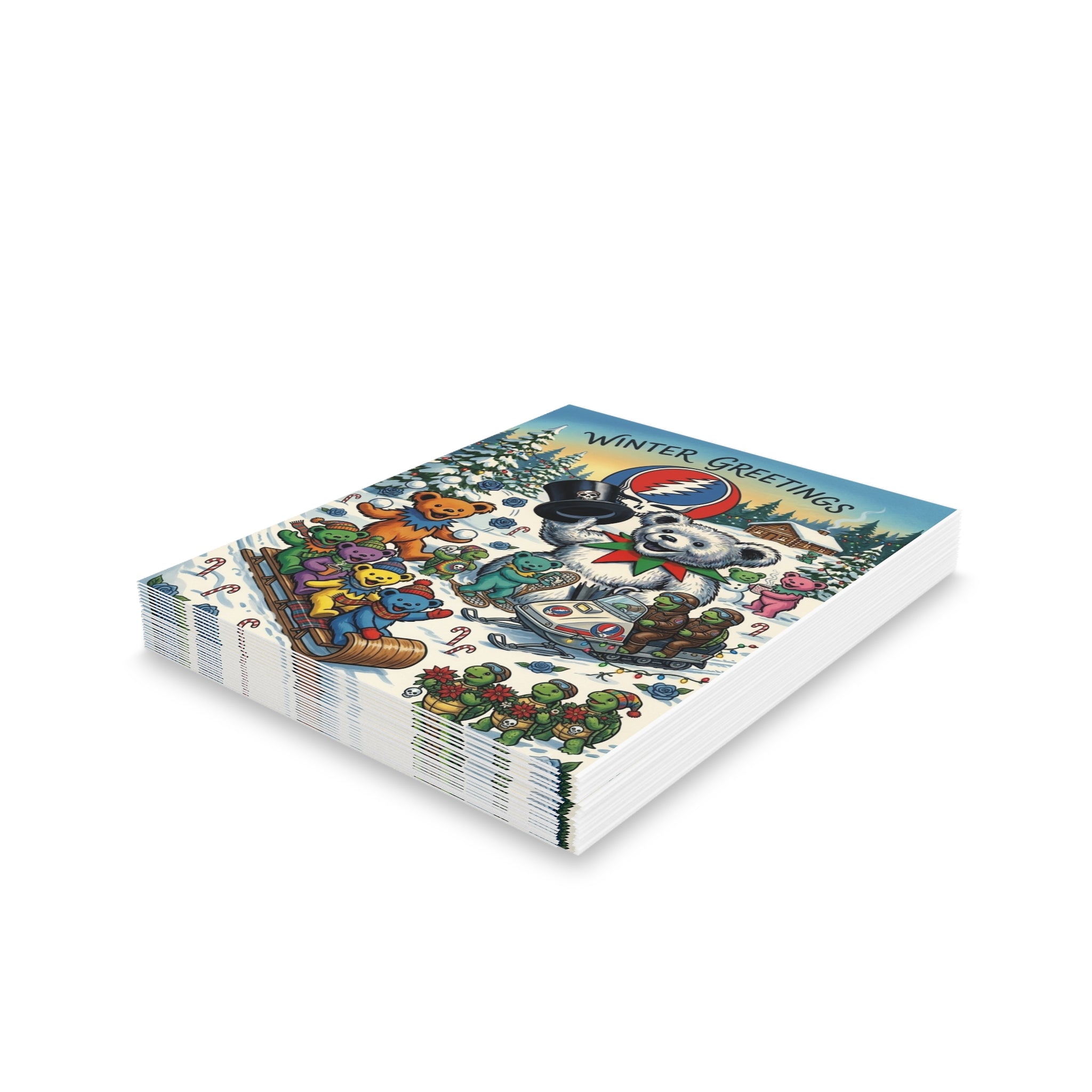 Grateful Dead Winter Greetings Bear Holiday Cards, Gift for deadhead