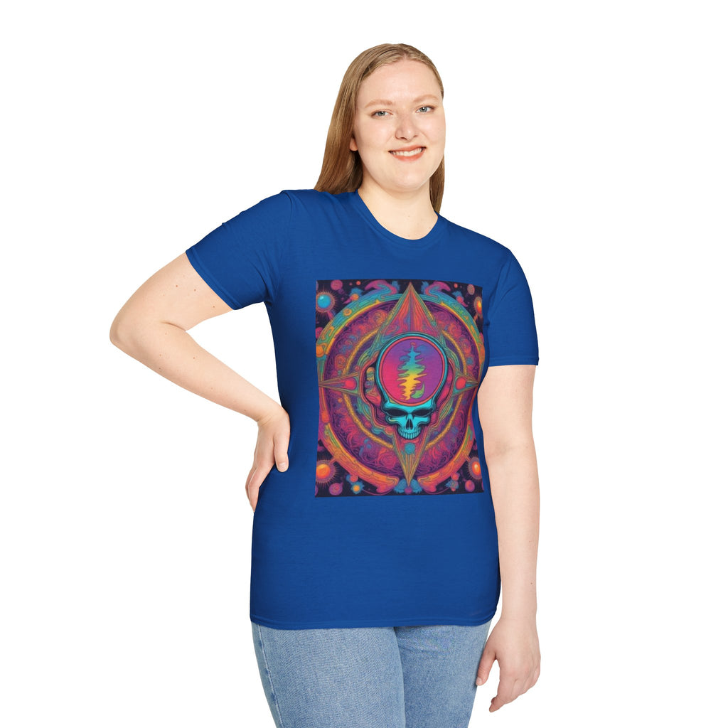 Psychedelic Skull Mandala T-Shirt | Retro Rainbow Grateful Dead Style