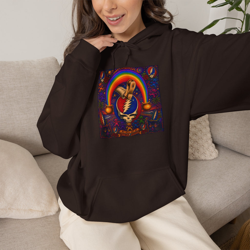 Psychedelic Grateful Dead  Hoodie | Rainbow Retro Rock Pullover