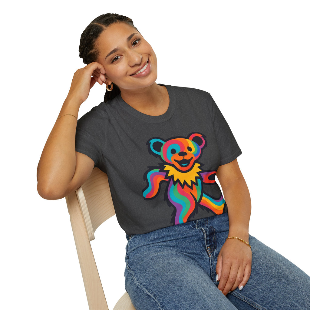 Colorful Dancing Bear T-Shirt | Rainbow Psychedelic Grateful Dead Style