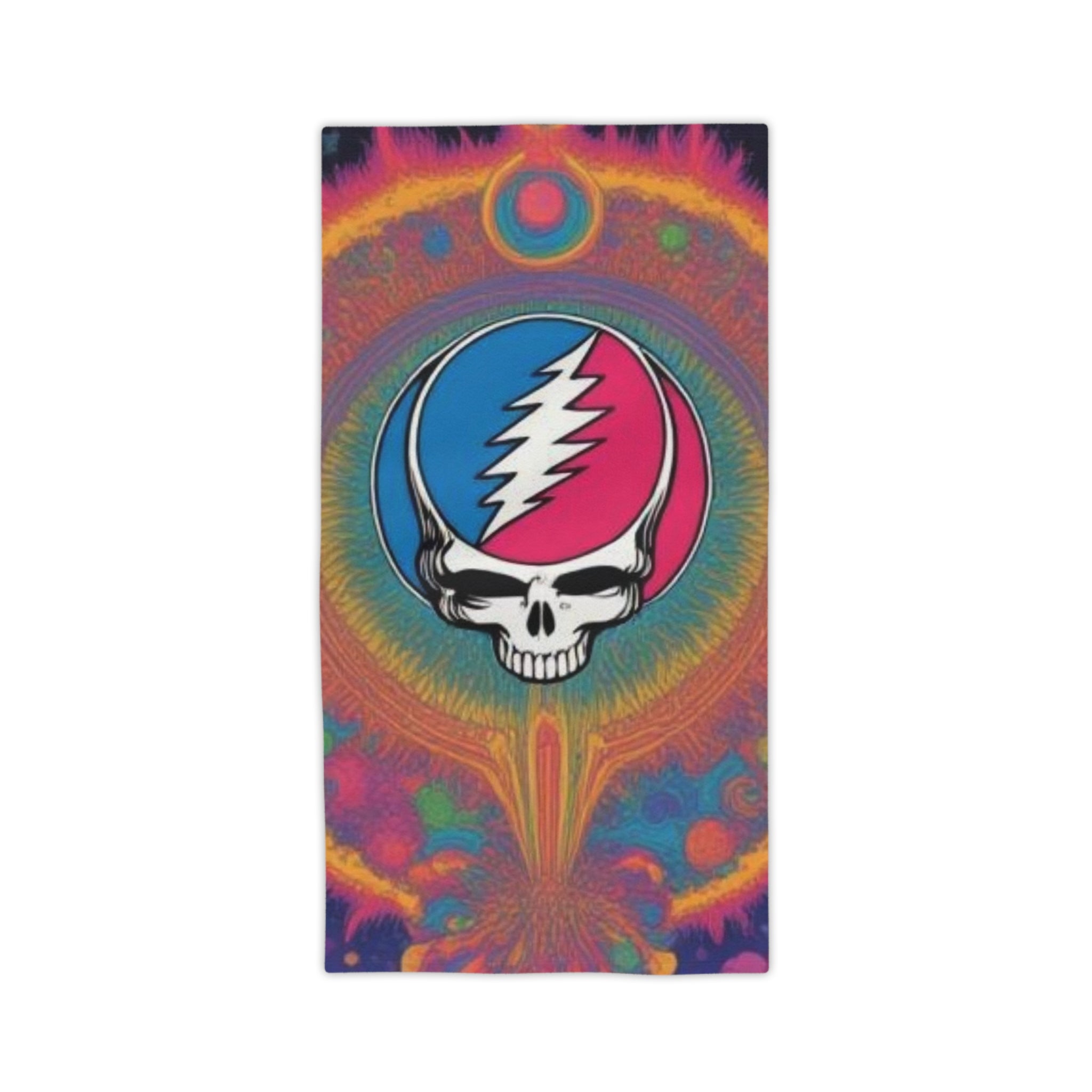 Psychedelic Lightning Skull Beach Towel | Tie-Dye Grateful Dead Inspired