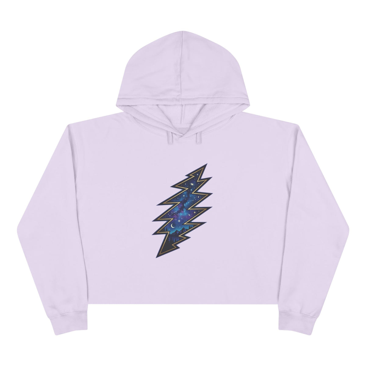 Grateful Dead Galaxy Lightning Bolt Crop Hoodie | Space Thunderbolt Cropped Sweatshirt