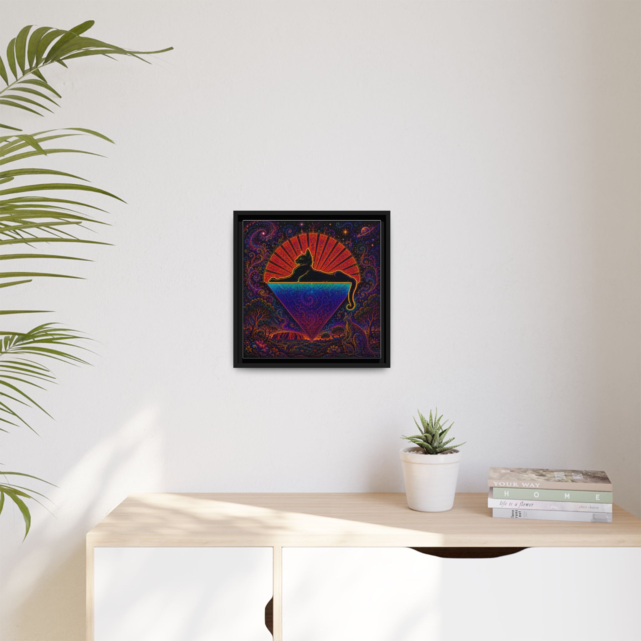 Cats down under the stars Mystic Cat Silhouette Canvas