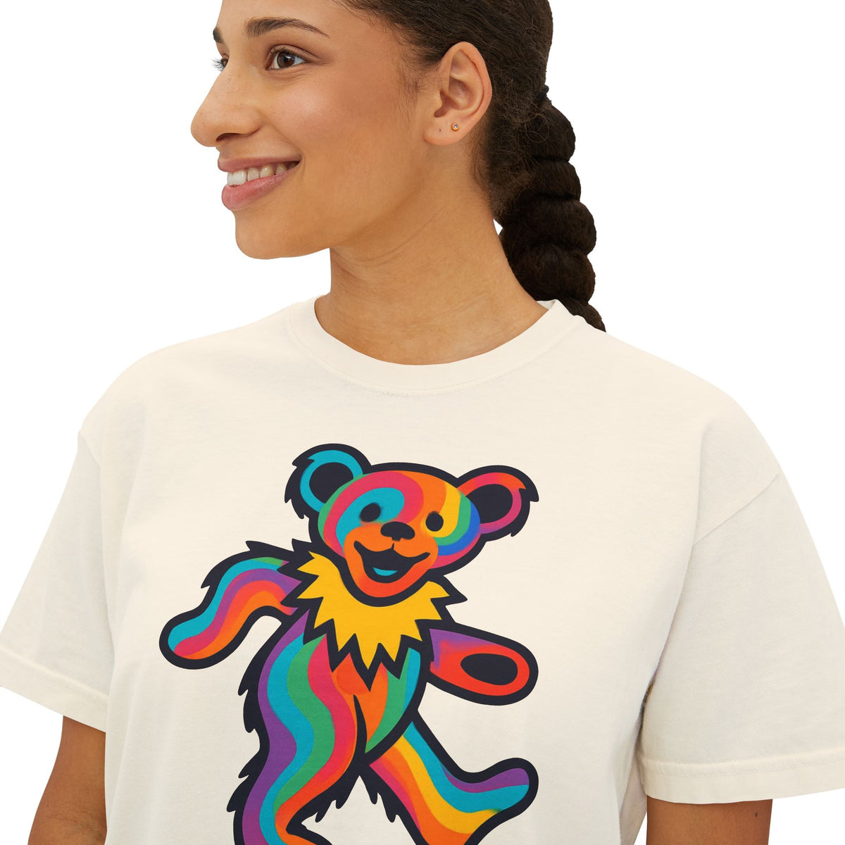 Colorful Dancing Bear shirt | Boxy Tee, Grateful Dead inspired, gift for a deadhead, shirt for a festival, yoga, home