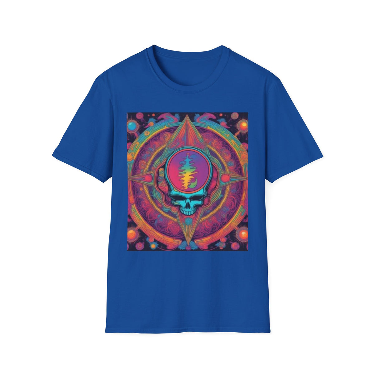 Psychedelic Skull Mandala T-Shirt | Retro Rainbow Grateful Dead Style