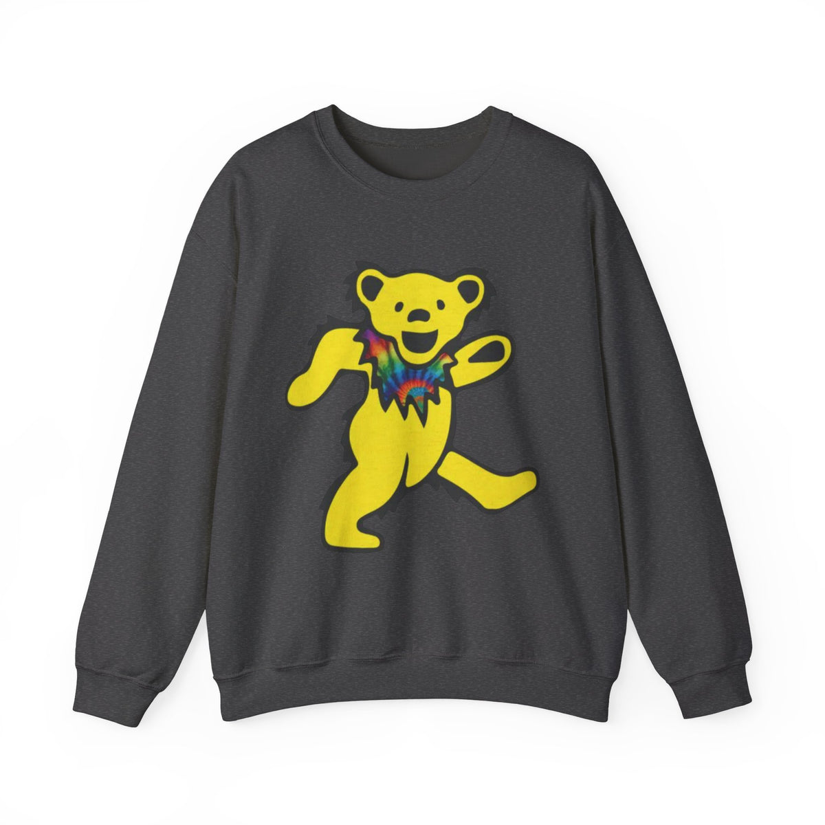 Grateful Dead Dancing Yellow Bear graphic Sweatshirt | Psychedelic Tie-Dye Collar
