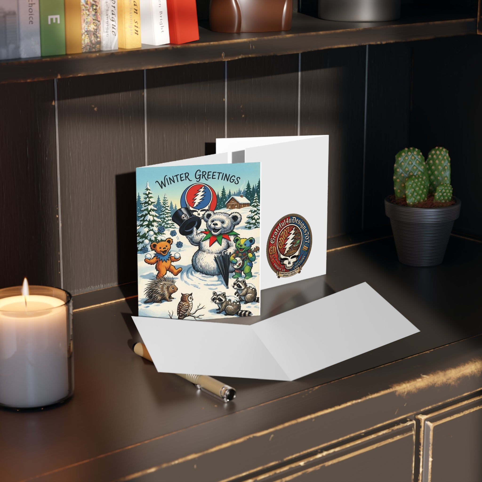 Winter Greetings Grateful Dead Bears Holiday Cards | Greeting Card gift for deadhead