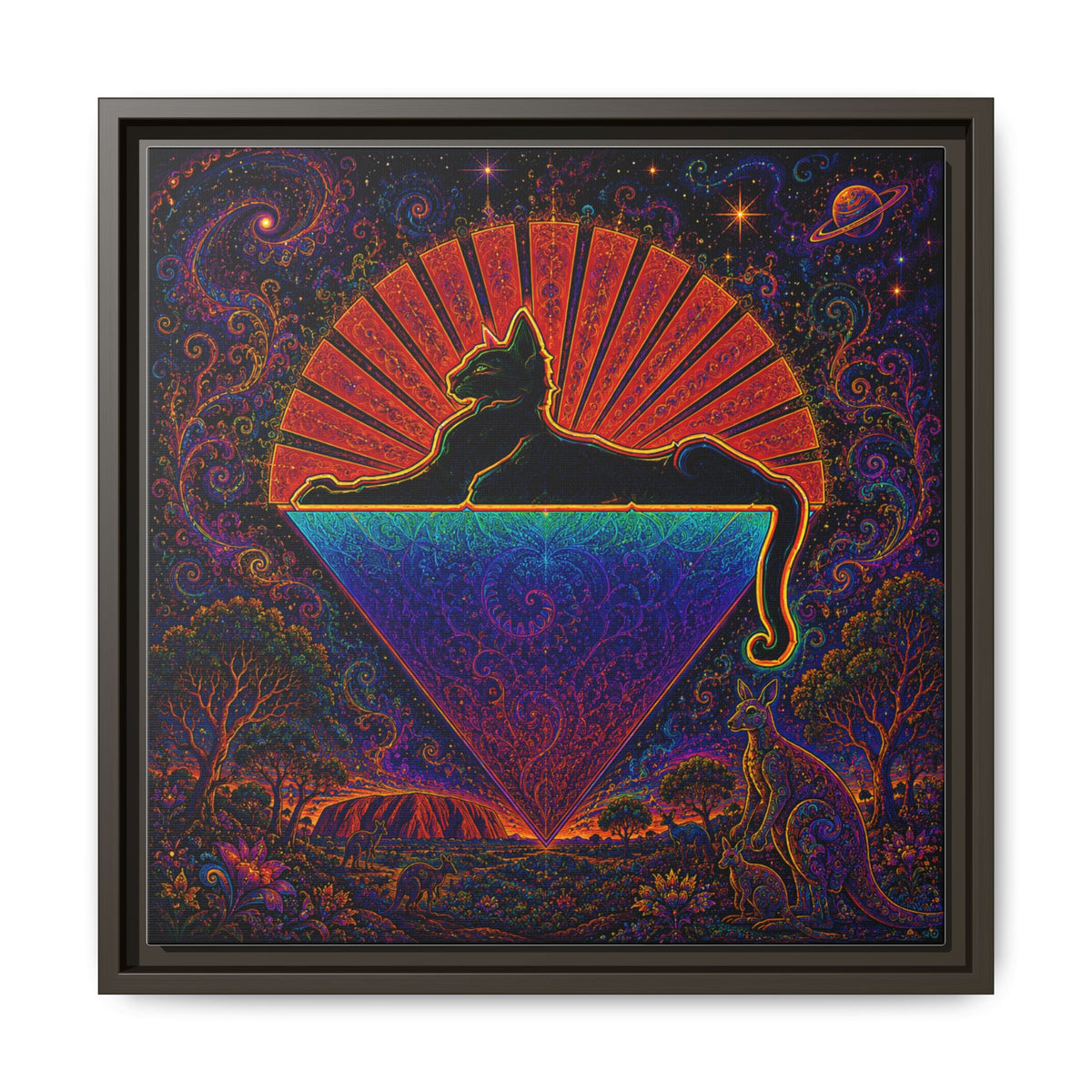 Cats down under the stars Mystic Cat Silhouette Canvas