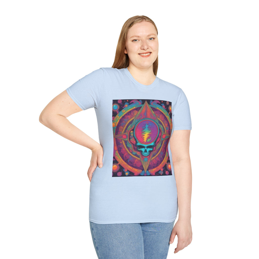 Psychedelic Skull Mandala T-Shirt | Retro Rainbow Grateful Dead Style