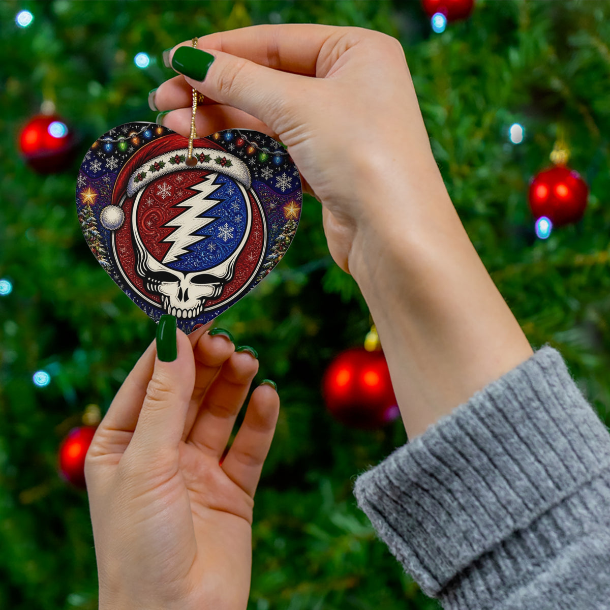 Grateful Dead Steal Your Face Skull Christmas Ornament | Ceramic Star