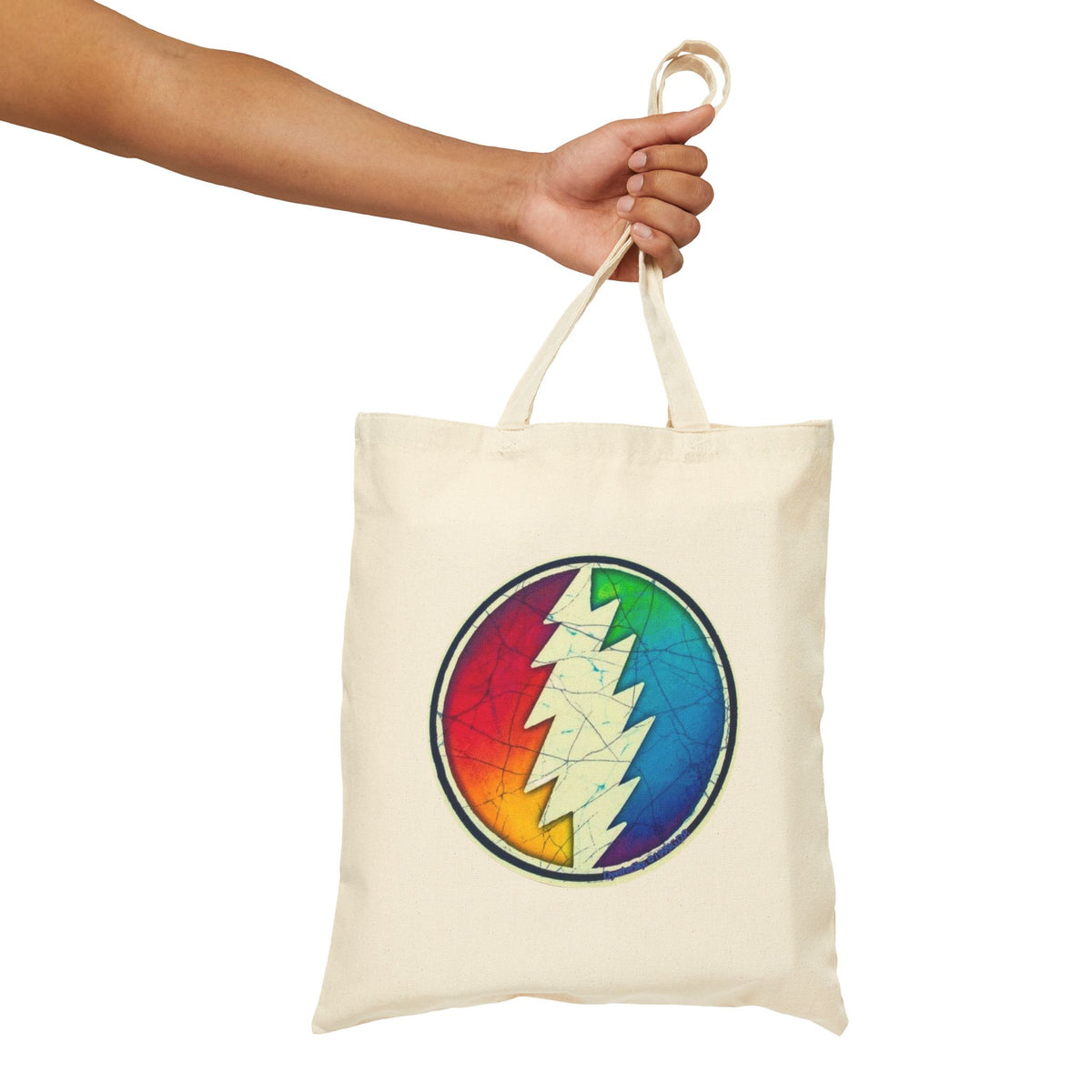 Rainbow Steal Your Face Tote Bag | Grateful Dead Lightning Bolt Canvas