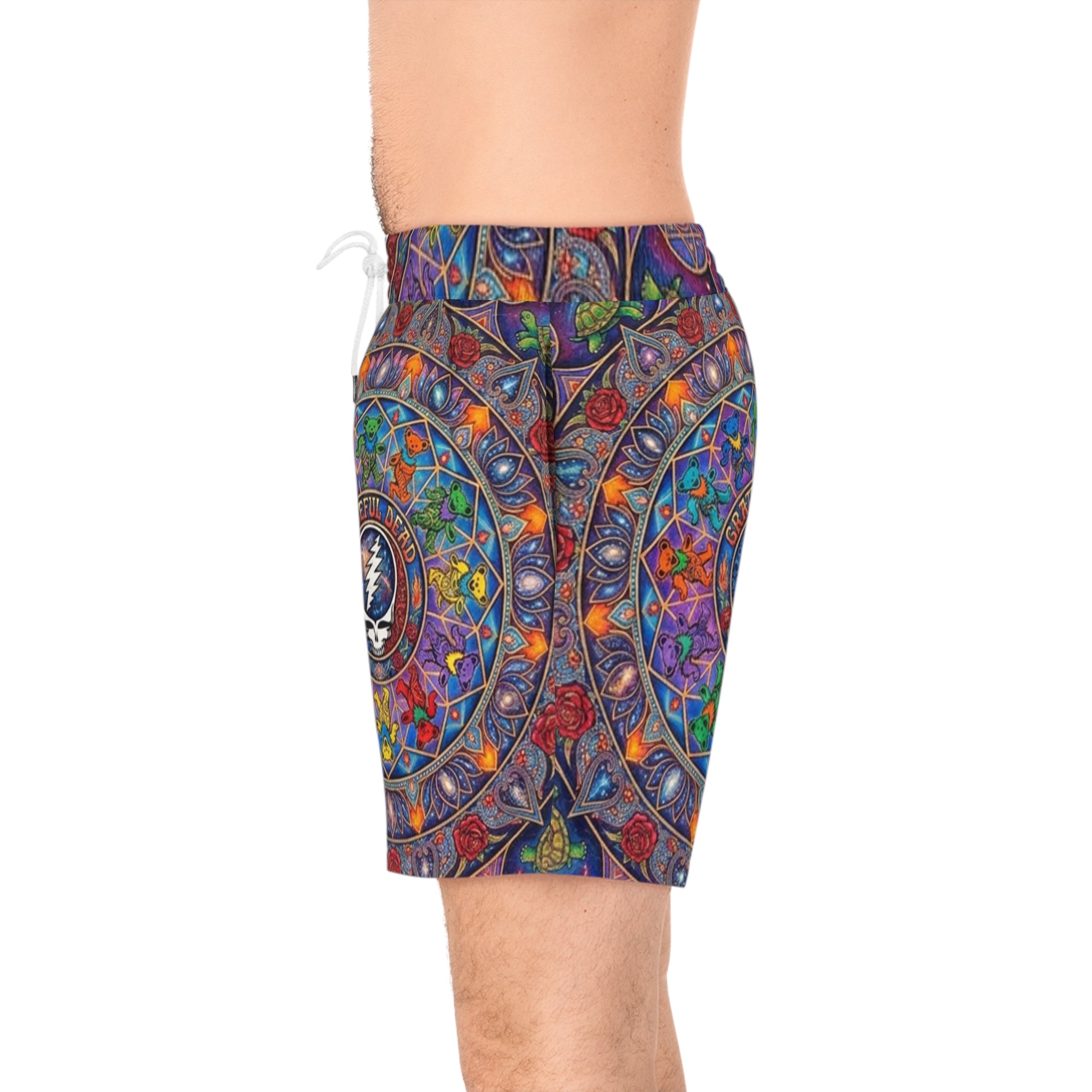 Grateful Dead Colorful Mandala Pattern Swim Shorts | All-Over Print, gift for him, gift for deadhead