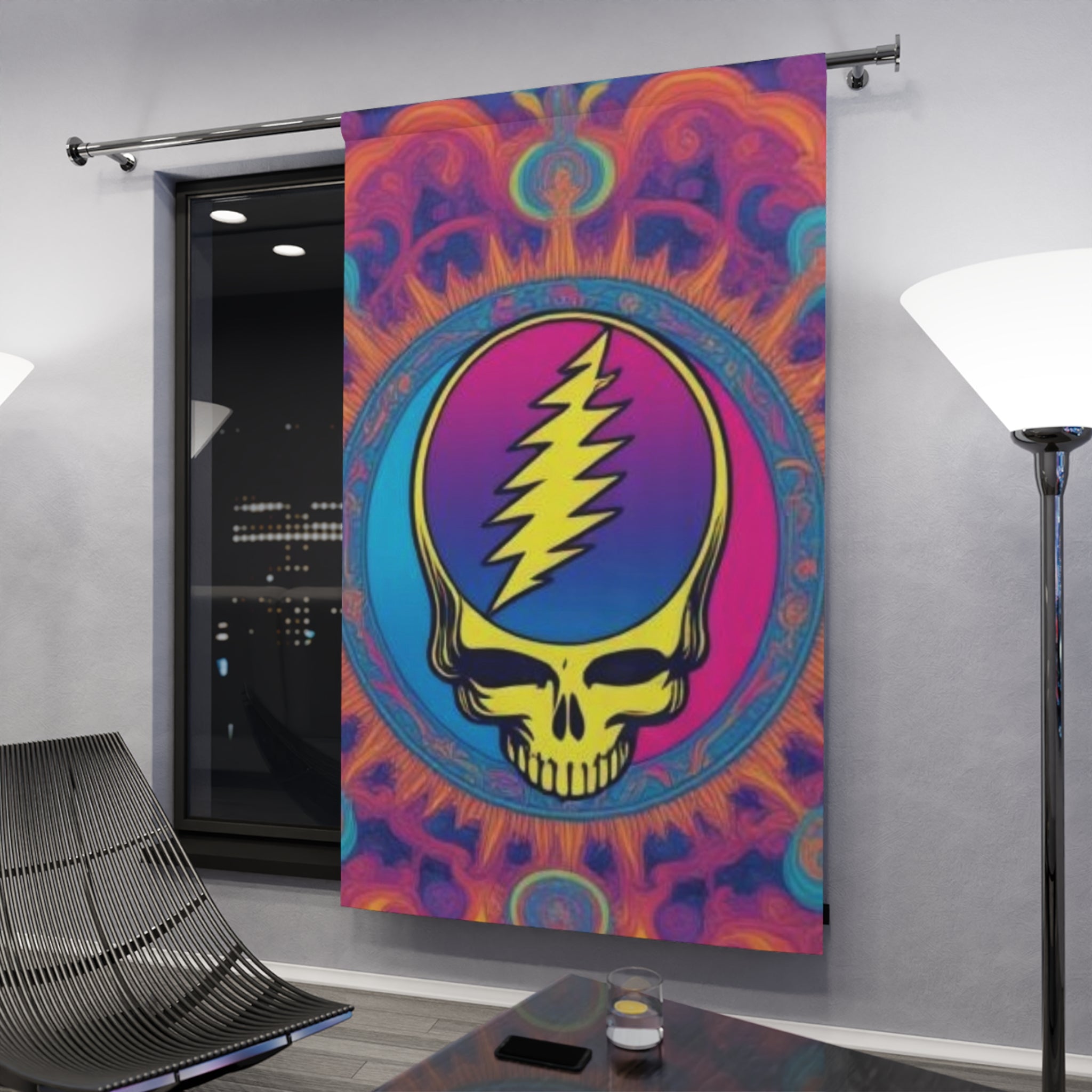 Psychedelic Steal Your Face Skull curtain | Window Curtain, Colorful Grateful Dead Inspired