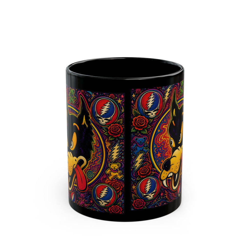 Psychedelic Dire  Wolf Grateful Dead  Art Mug | Black 11oz 15oz