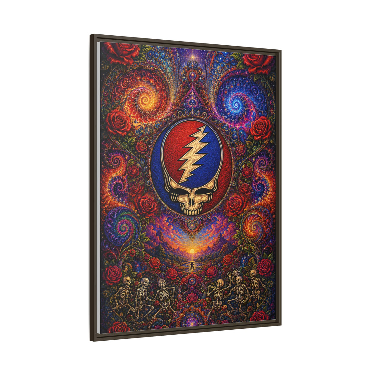 Steal Your Face Skull Lightning Canvas Framed Wall Art | Matte Framed Canvas, Grateful Dead, gift for a deadhead