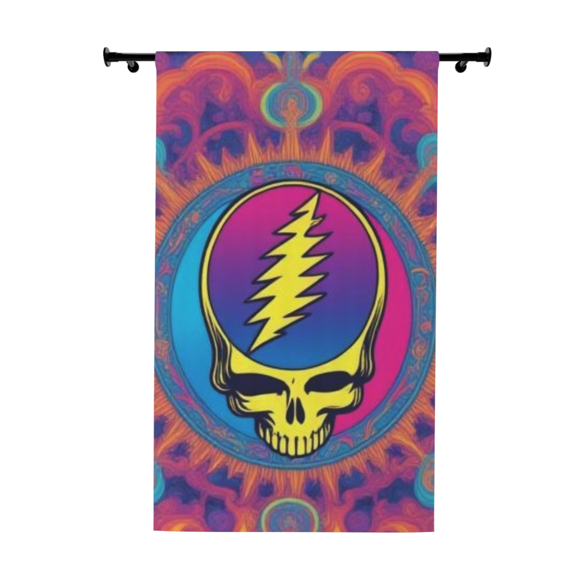 Psychedelic Steal Your Face Skull curtain | Window Curtain, Colorful Grateful Dead Inspired