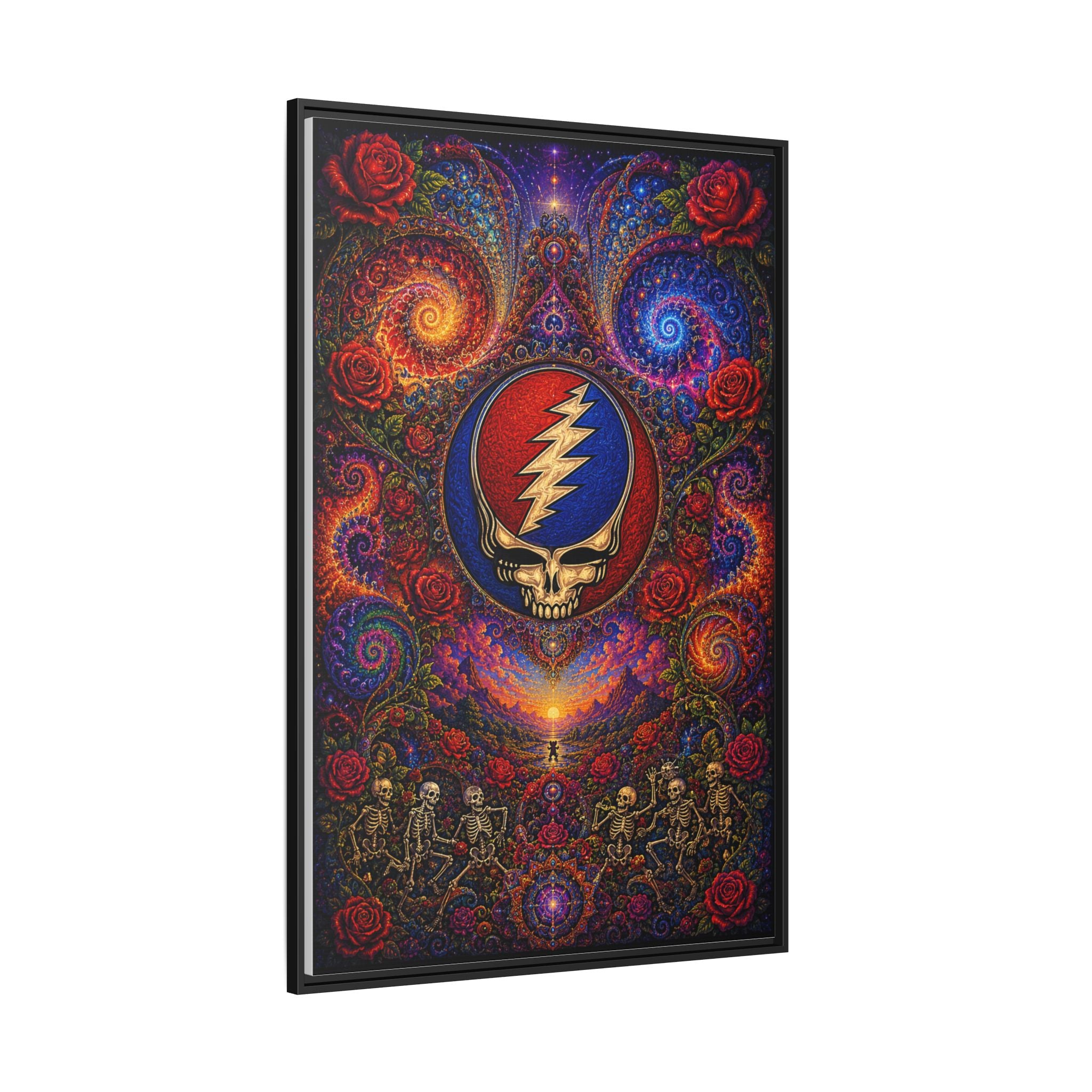 Steal Your Face Skull Lightning Canvas Framed Wall Art | Matte Framed Canvas, Grateful Dead, gift for a deadhead
