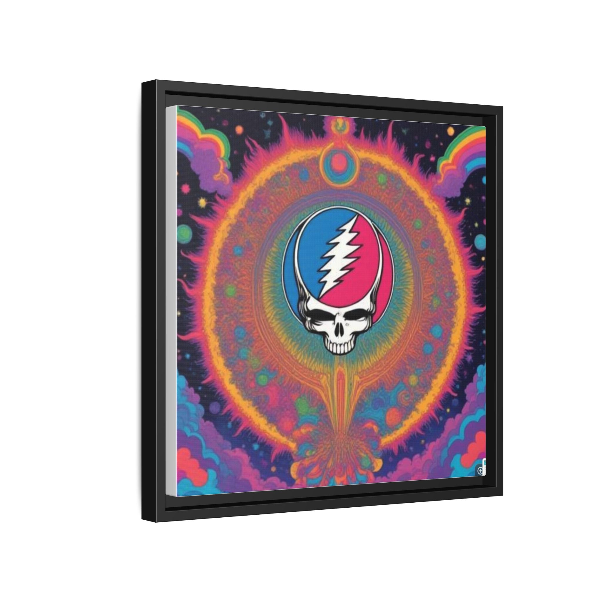 Psychedelic Skull Lightning Bolt Matte Canvas Framed | Colorful Wall Art