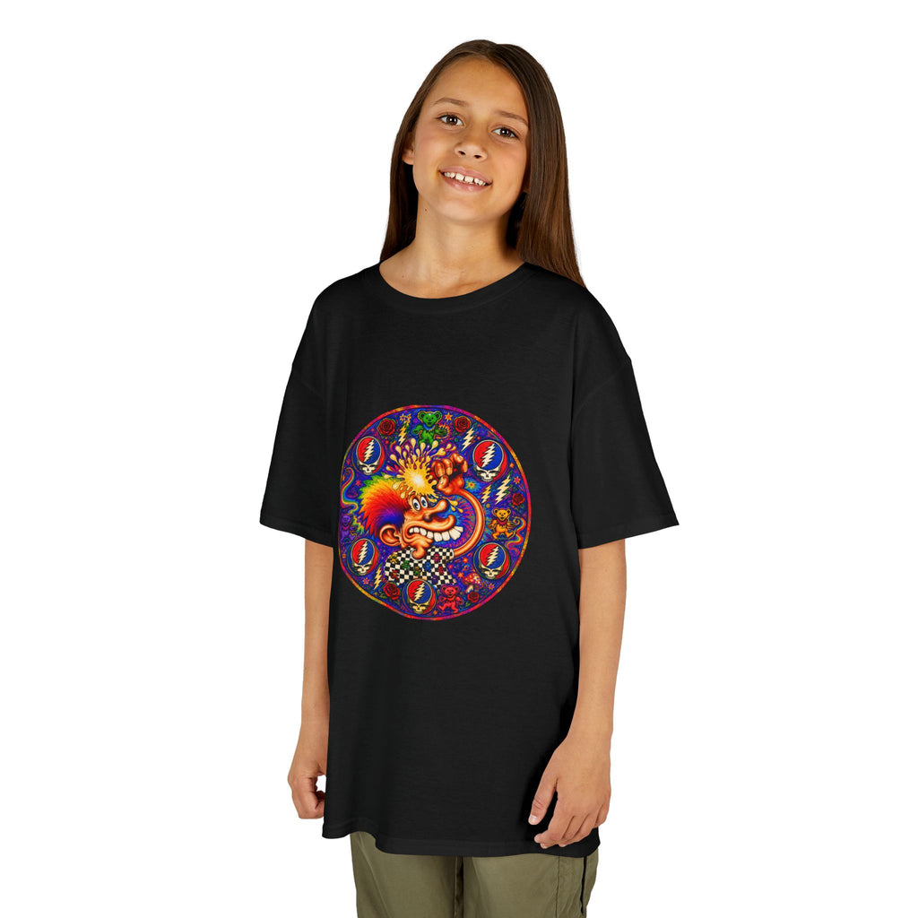 Psychedelic Grateful dead ice cream manKids T-Shirt | Colorful Mandala Circle Design