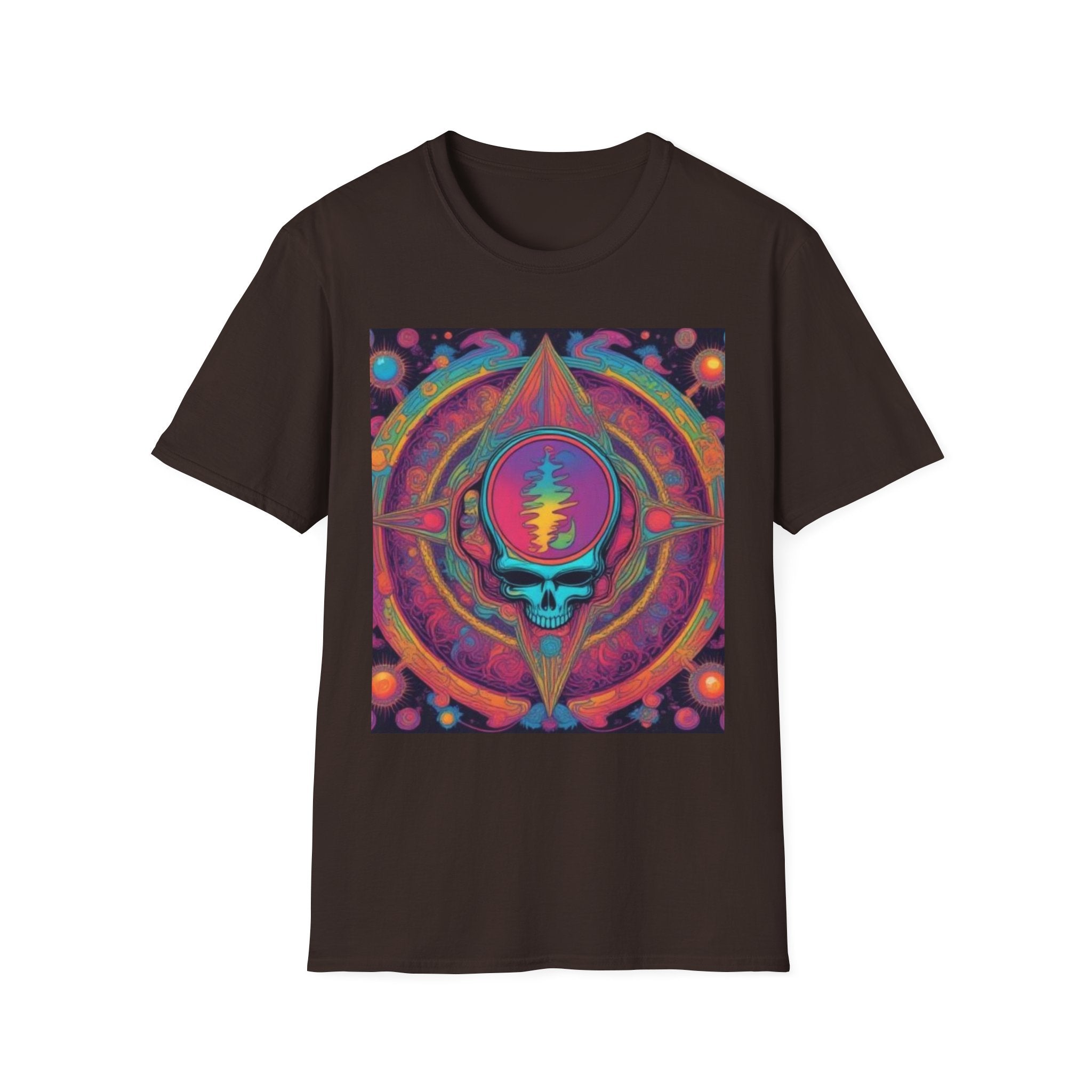 Psychedelic Skull Mandala T-Shirt | Retro Rainbow Grateful Dead Style