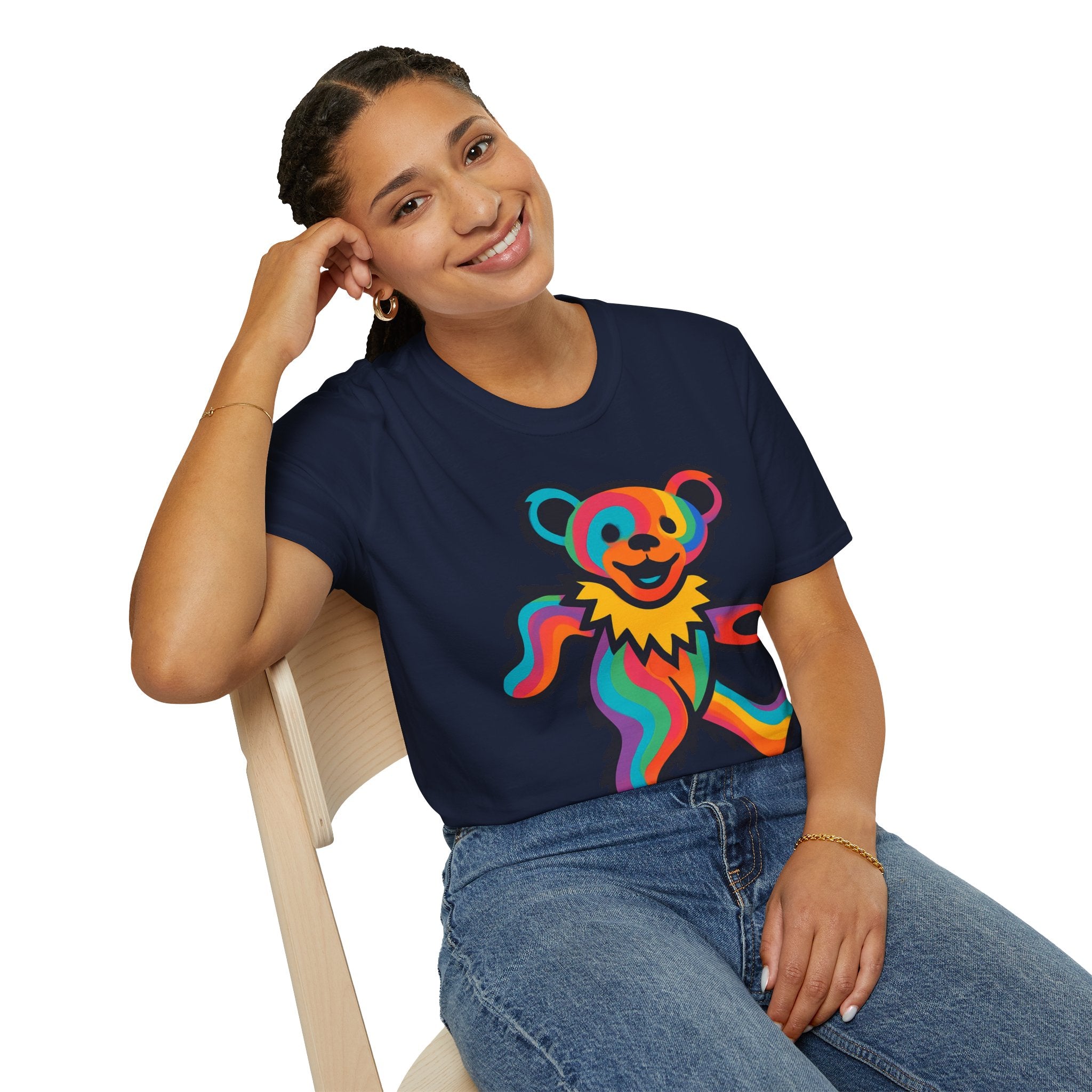 Colorful Dancing Bear T-Shirt | Rainbow Psychedelic Grateful Dead Style