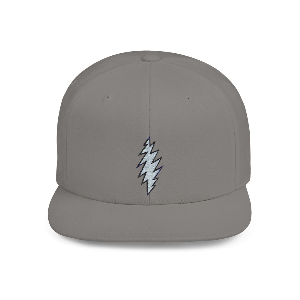 Flat Bill Snapback Cap with Grateful Dead Design, Music Festival Hat, Retro Rocker Accessory, Hippie Concert Gear, Embroidered Snapback Cap