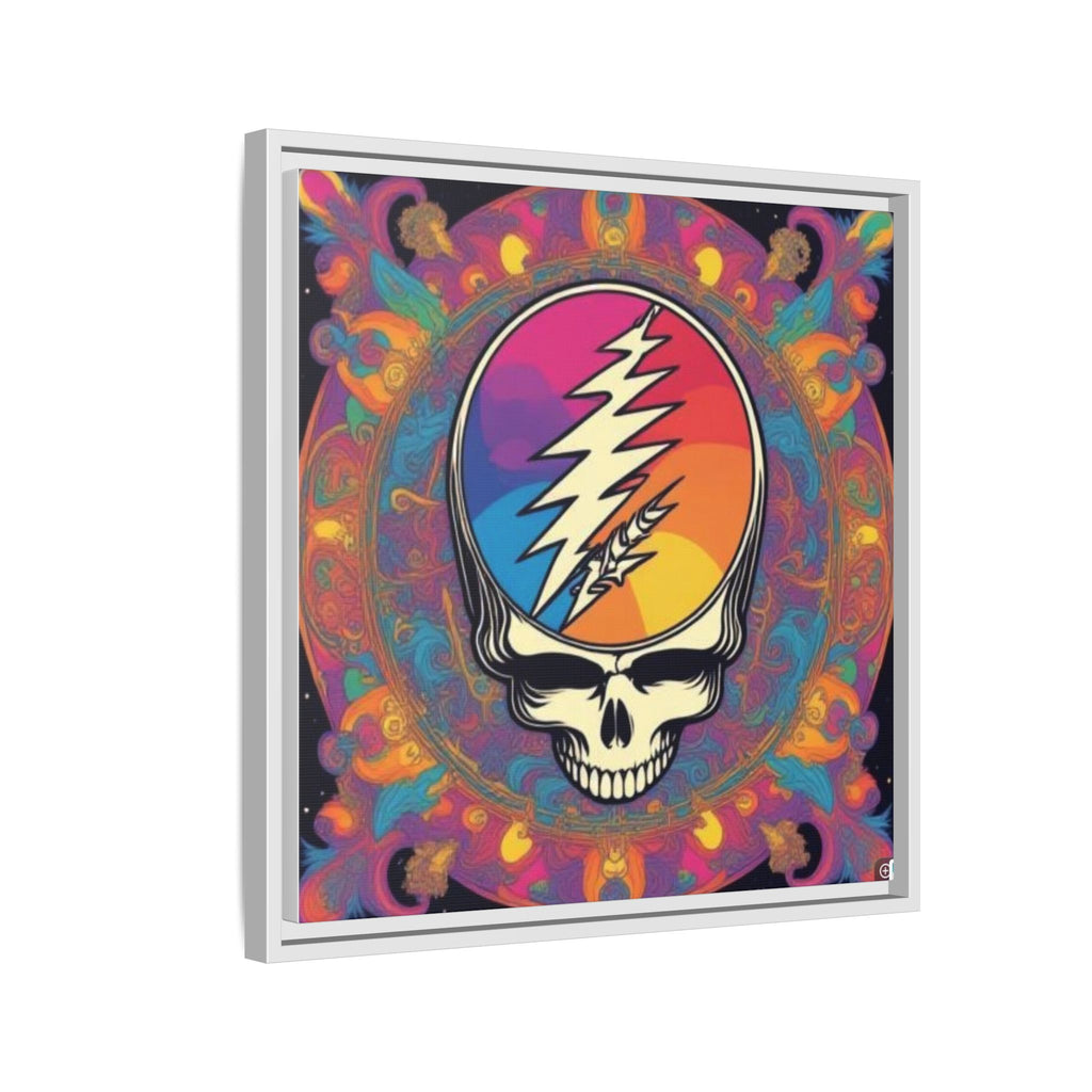 Psychedelic Lightning Skull Matte Canvas Framed | Grateful Dead Wall Art
