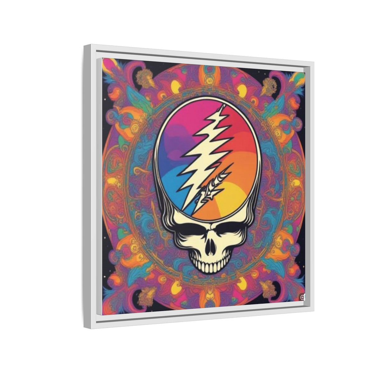 Psychedelic Lightning Skull Matte Canvas Framed | Grateful Dead Wall Art