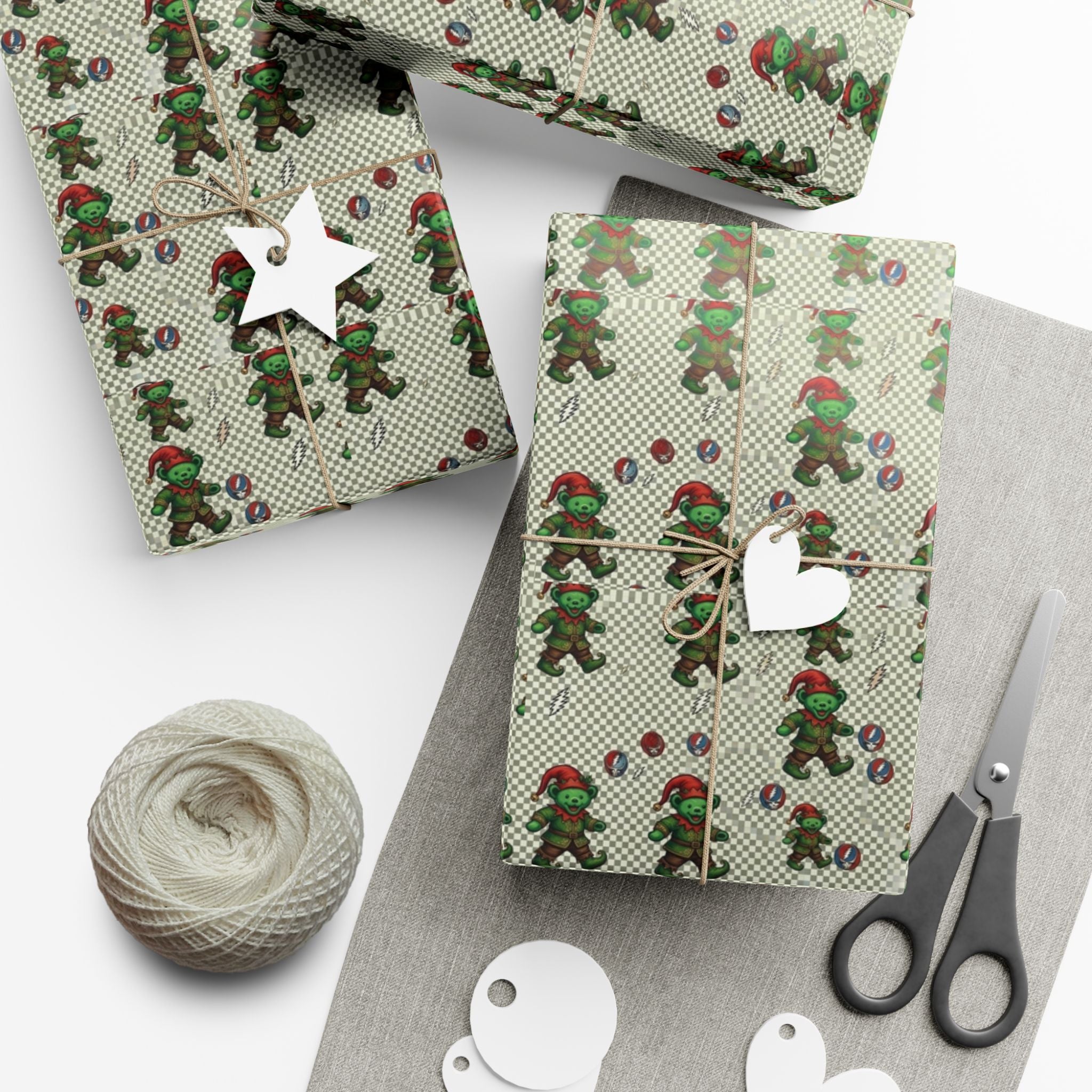 Grateful Dead Holiday Pattern Gift Wrap | Red Music Band Wrapping Paper
