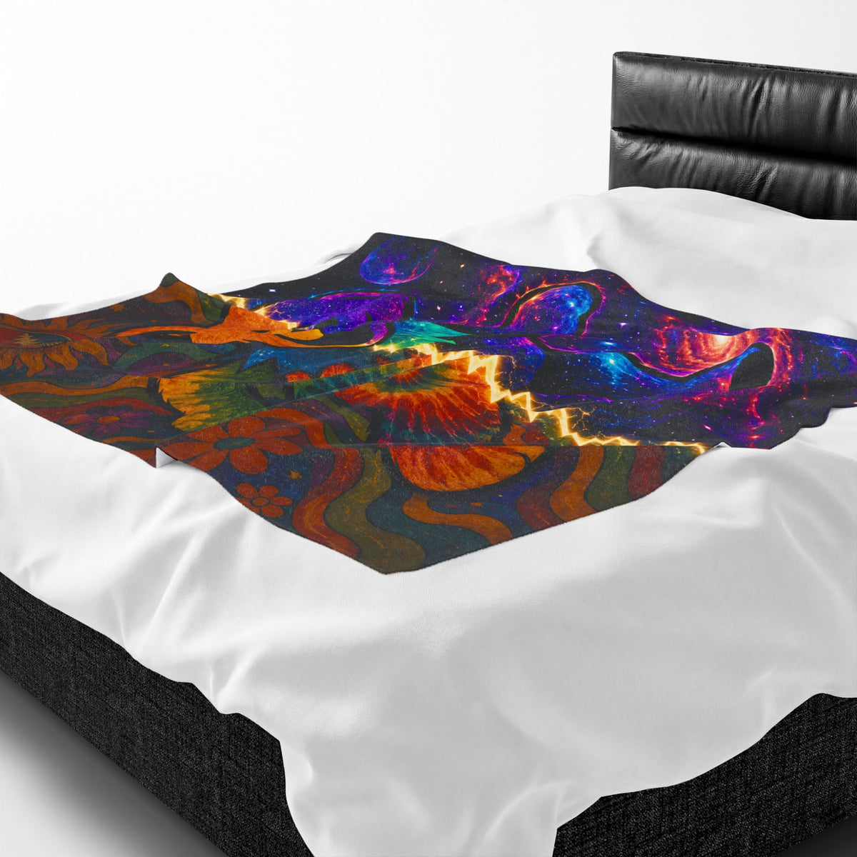Tie Dye Cosmic Dancing Bear Blanket | Psychedelic Grateful Dead Style Throw