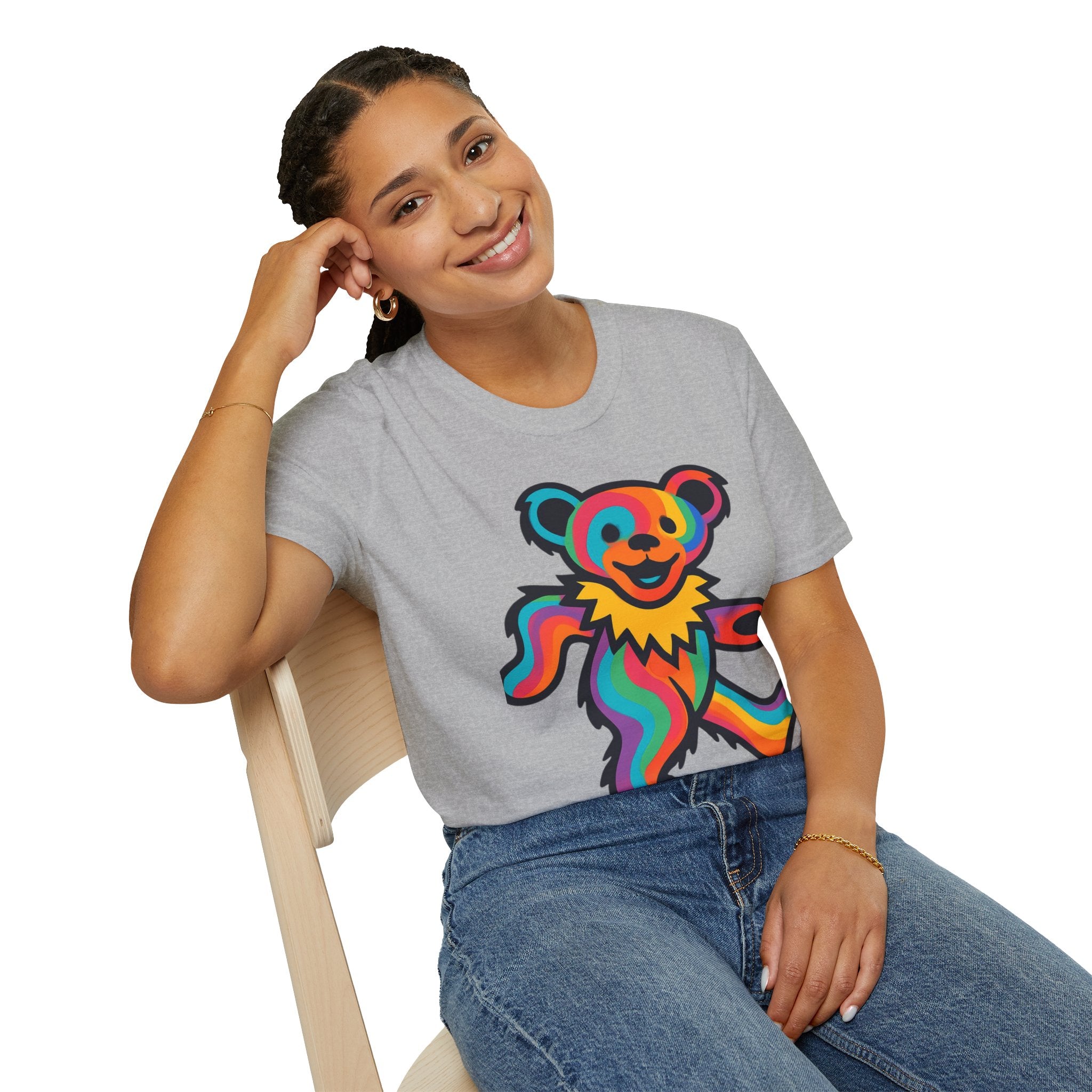 Colorful Dancing Bear T-Shirt | Rainbow Psychedelic Grateful Dead Style