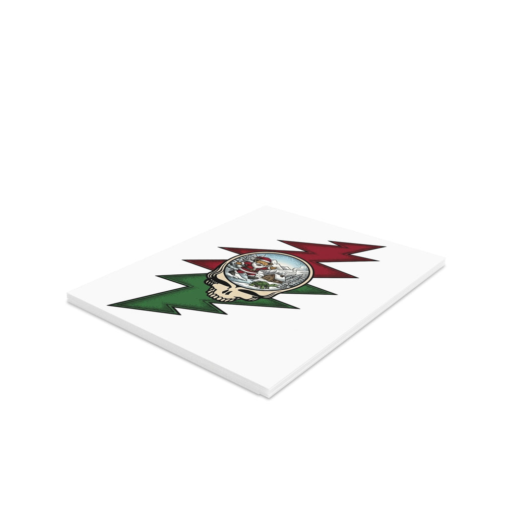 Grateful Dead skull with snowglobe Santa Greeting Cards | holiday stationery