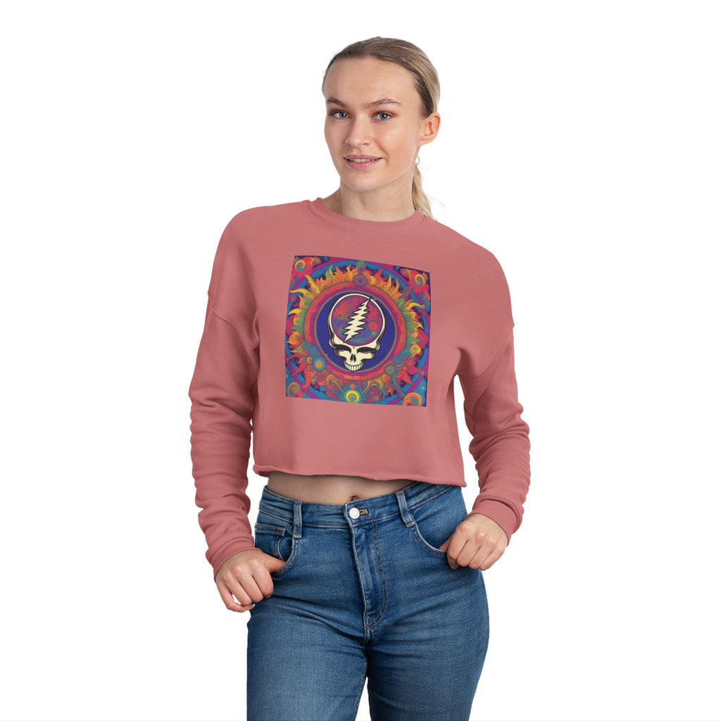 Grateful Dead Steal Your Face Cropped Sweatshirt | Psychedelic Tie-Dye Skull