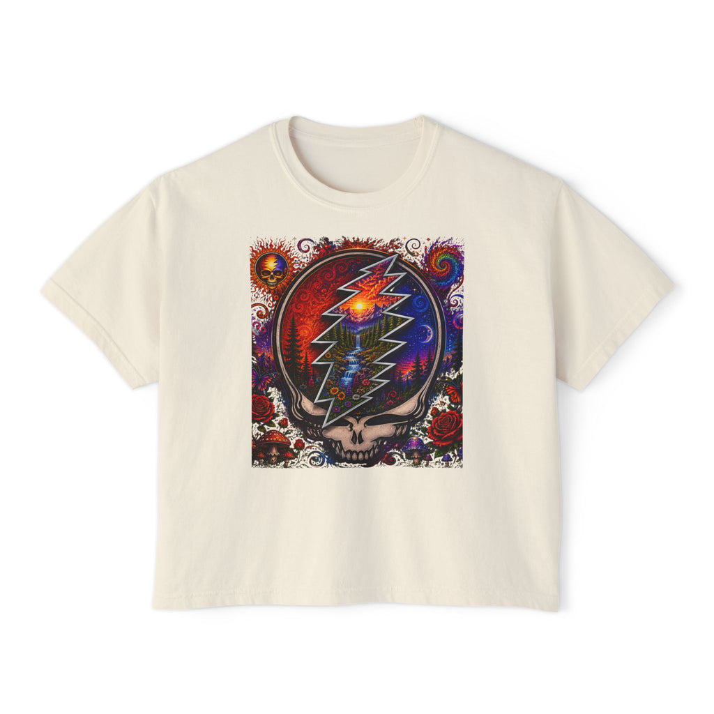Grateful Dead Steal Your Face Lightning Skull Tee | Boxy Crop Shirt