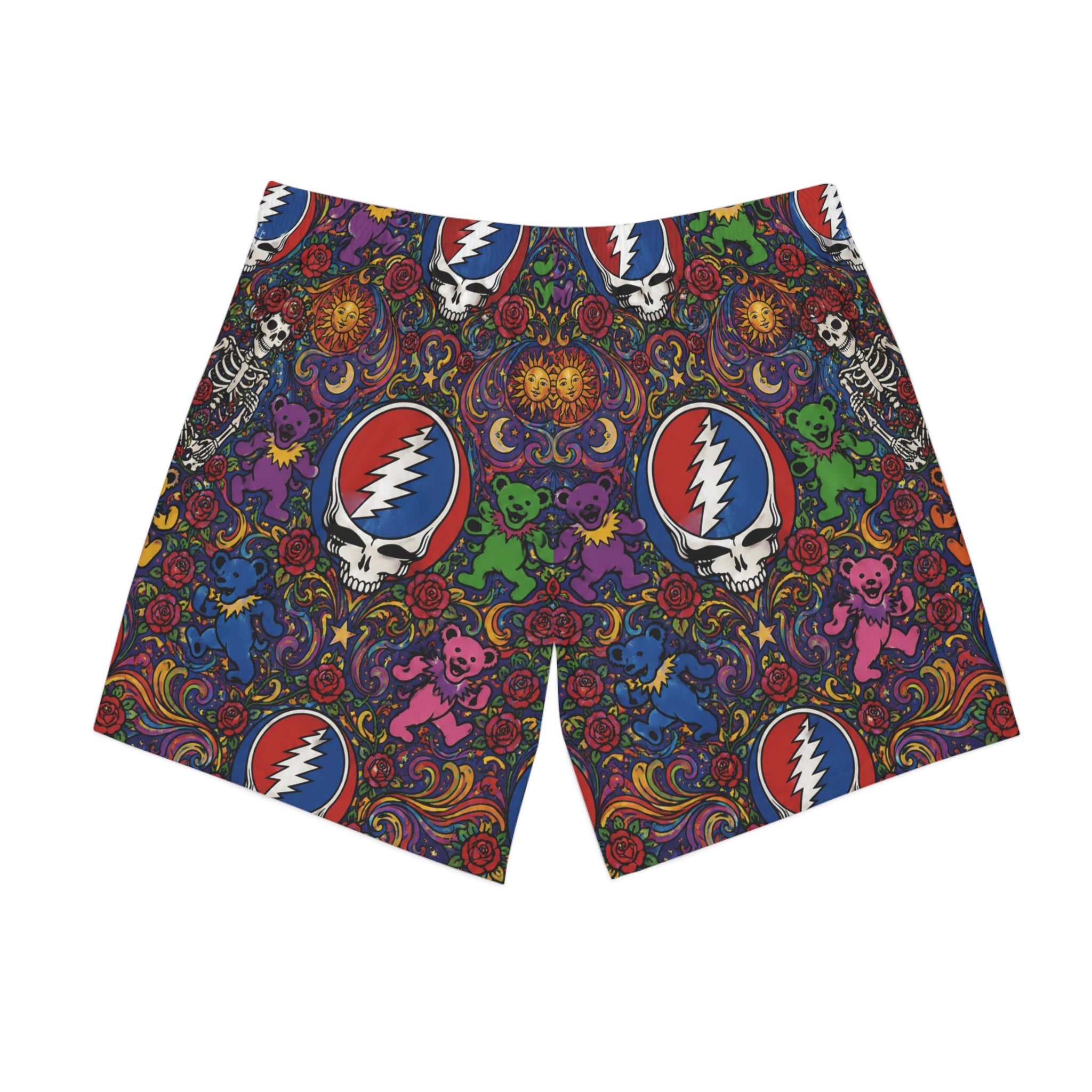 Grateful Dead Steal Your Face & Dancing Bears Beach Shorts | Psychedelic AOP Swim