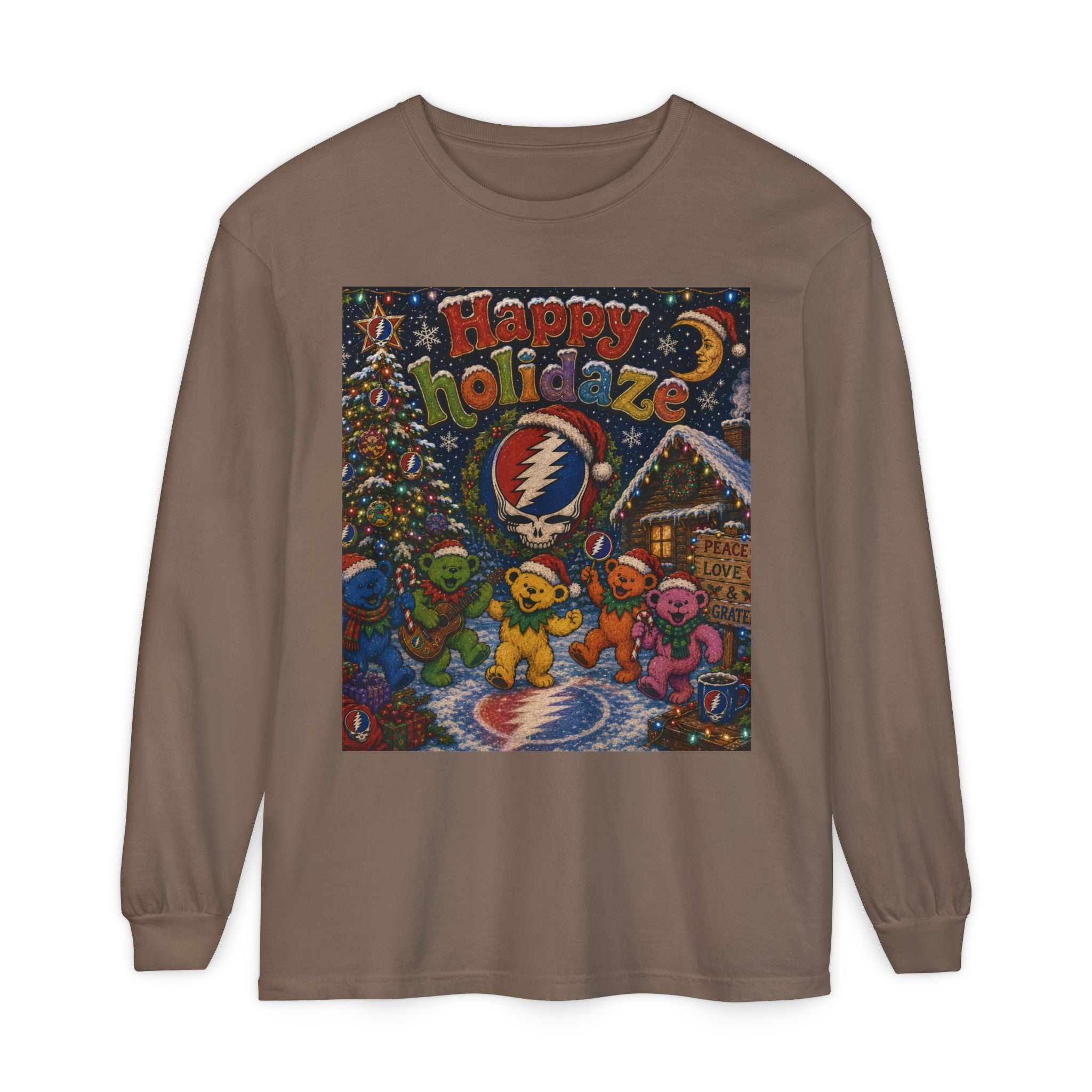 Grateful Dead "Happy Holidaze" Bears Long Sleeve Shirt | Holiday Music Tee, gift for deadhead, ugly christmas shirt