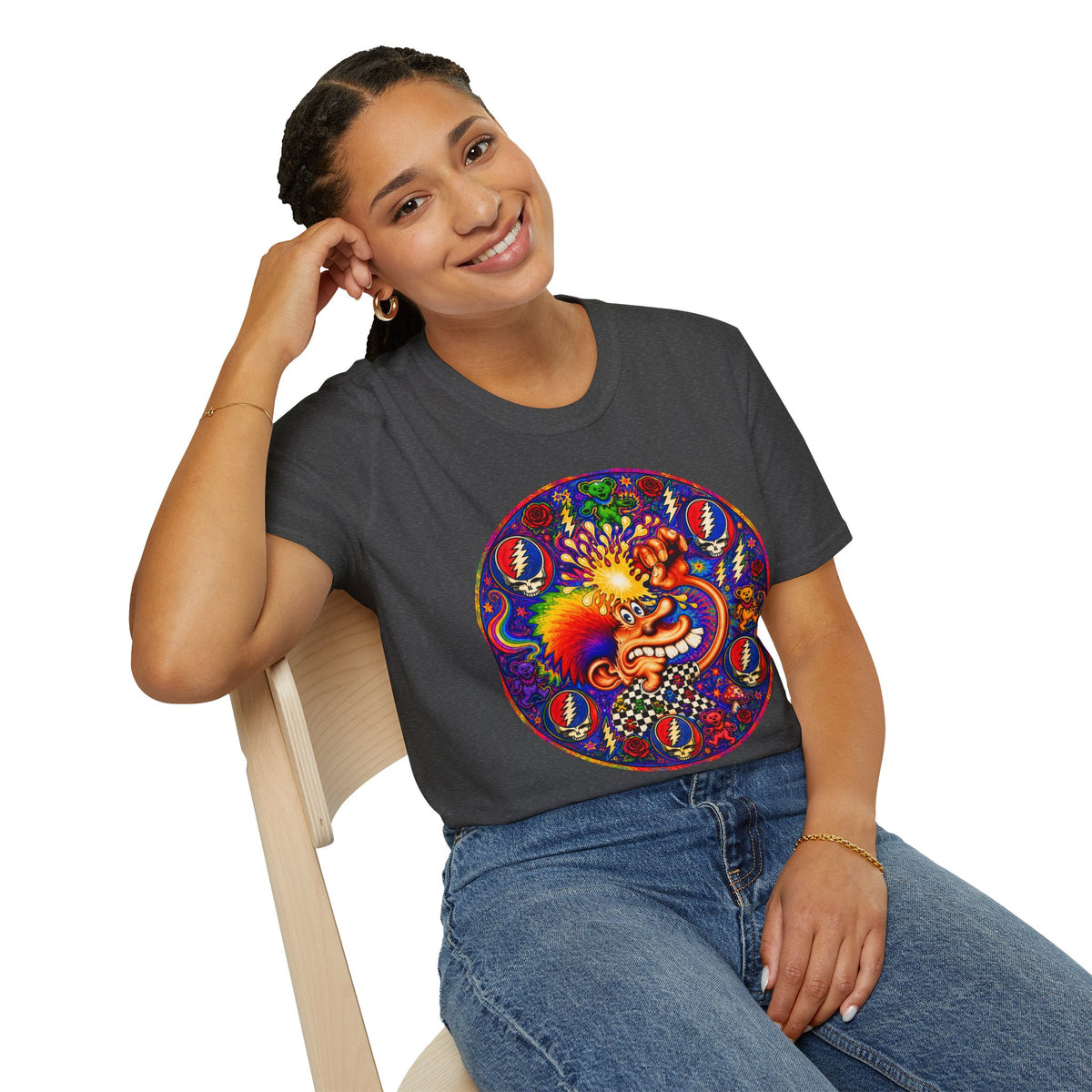 Psychedelic Grateful Dead T-Shirt | Retro Rainbow Skull Lightning