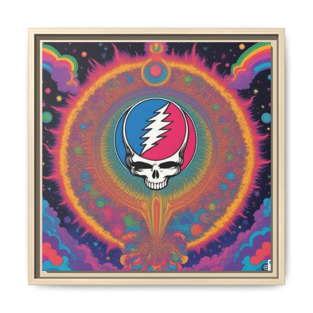 Psychedelic Skull Lightning Bolt Matte Canvas Framed | Colorful Wall Art