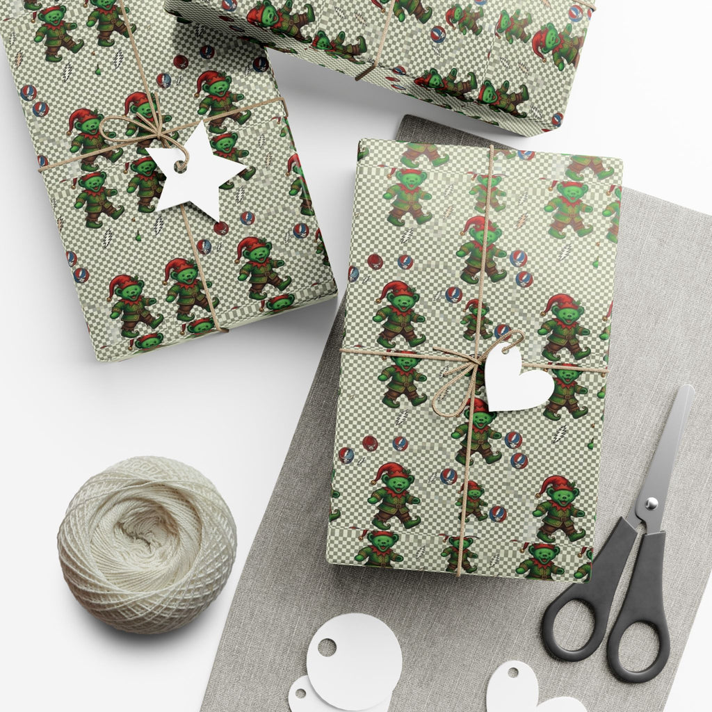 Grateful Dead Holiday Pattern Gift Wrap | Red Music Band Wrapping Paper