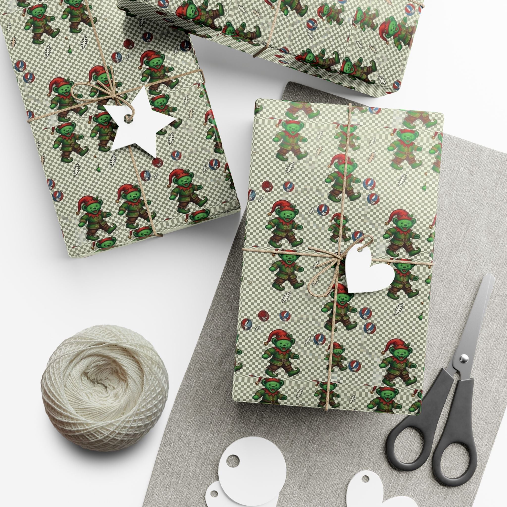 Grateful Dead Holiday Pattern Gift Wrap | Red Music Band Wrapping Paper