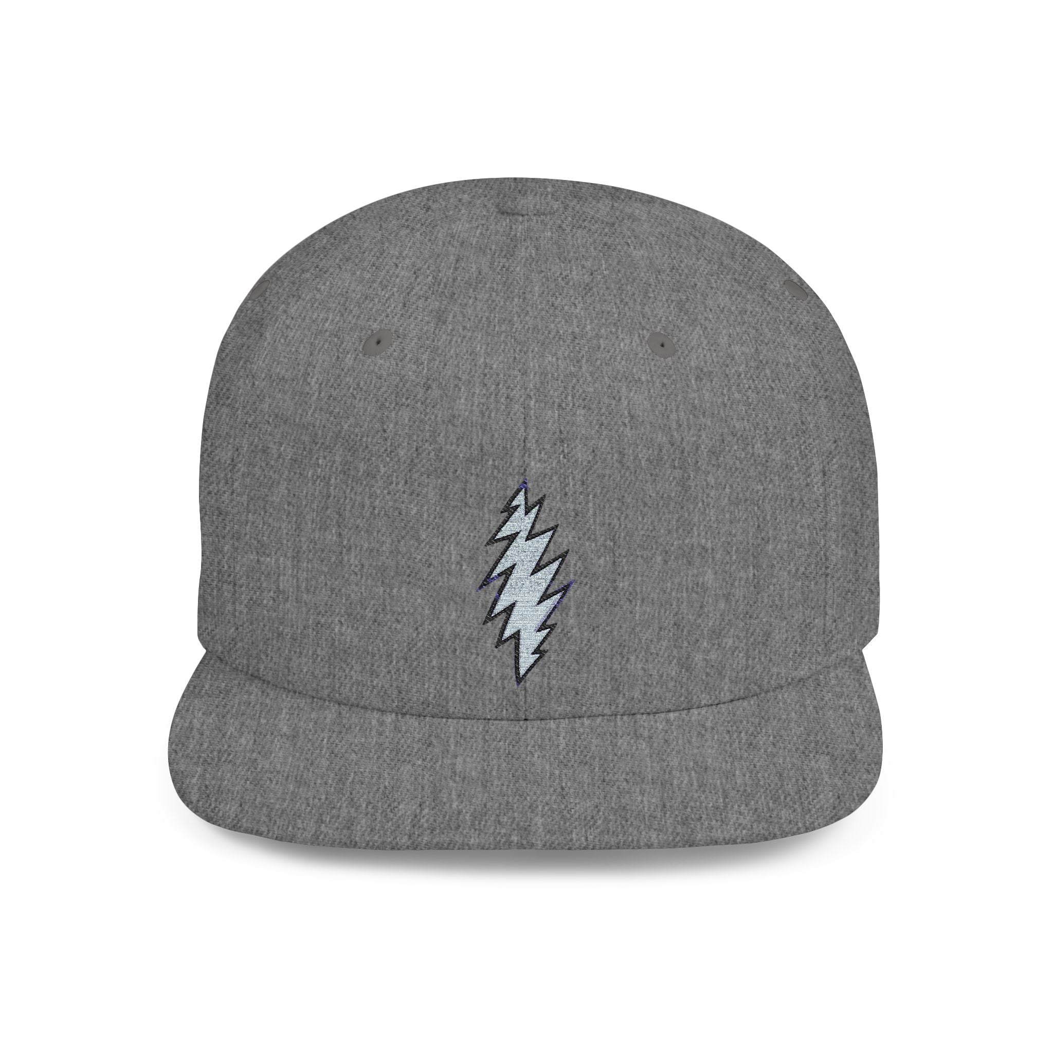 Flat Bill Snapback Cap with Grateful Dead Design, Music Festival Hat, Retro Rocker Accessory, Hippie Concert Gear, Embroidered Snapback Cap