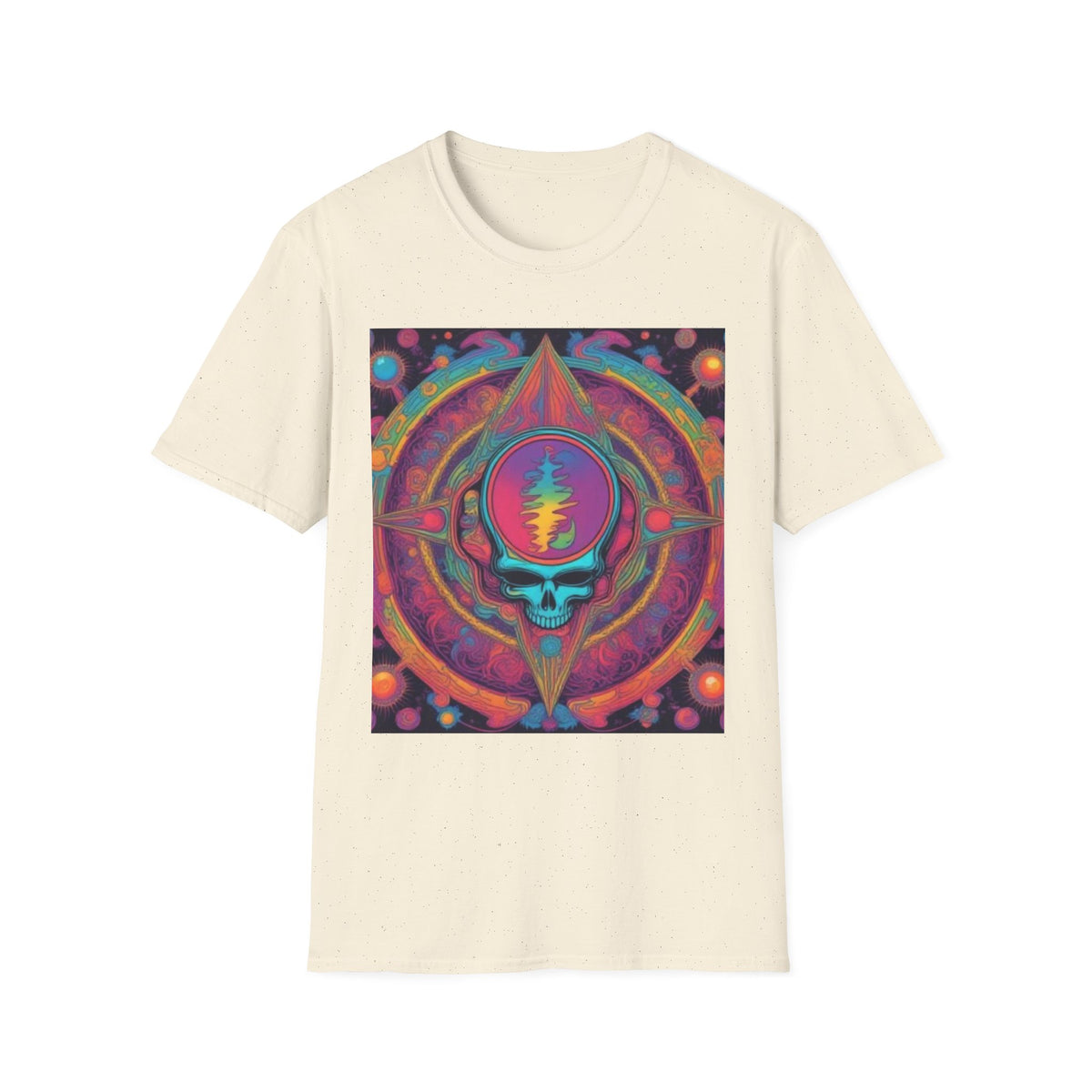 Psychedelic Skull Mandala T-Shirt | Retro Rainbow Grateful Dead Style