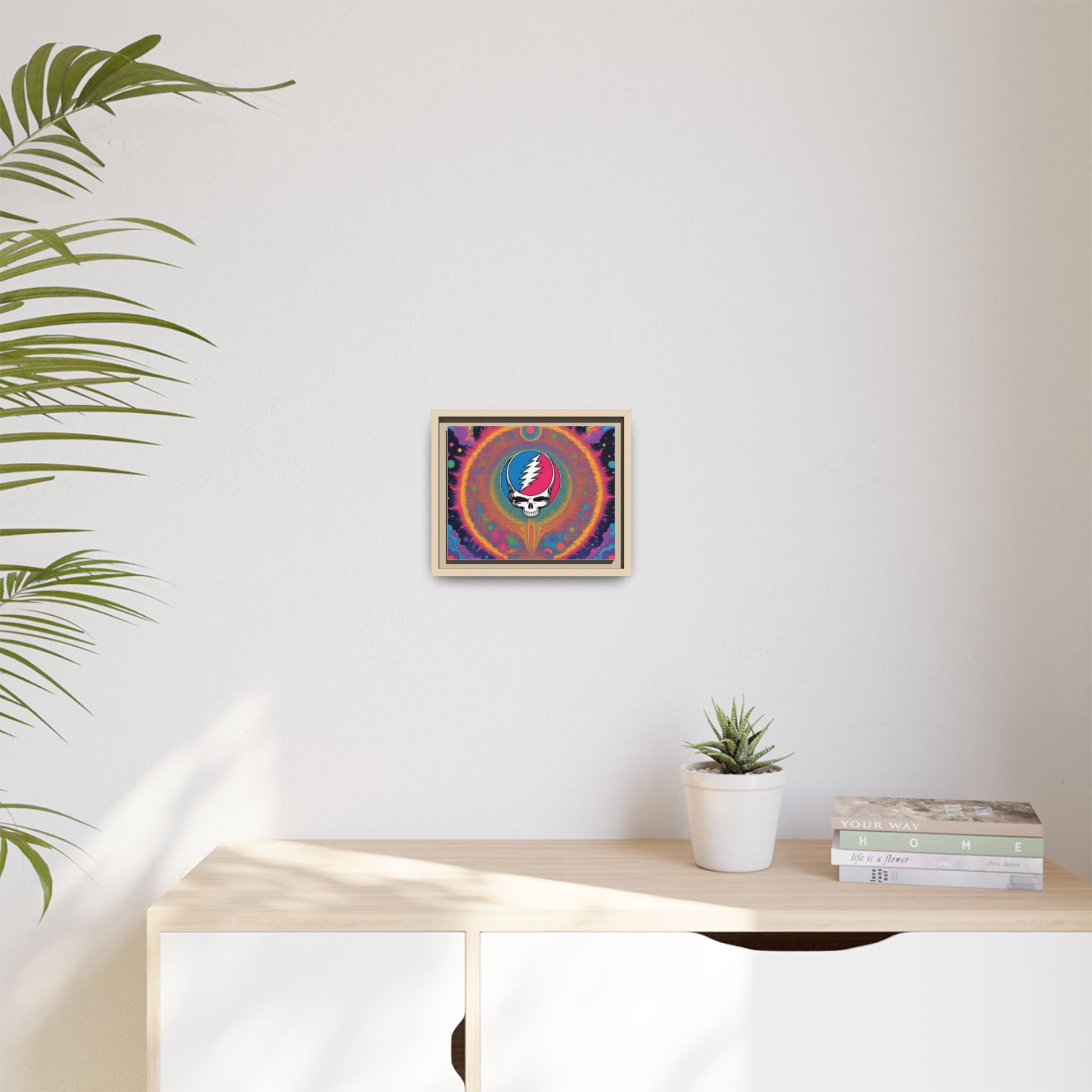 Psychedelic Skull Lightning Bolt Matte Canvas Framed | Colorful Wall Art