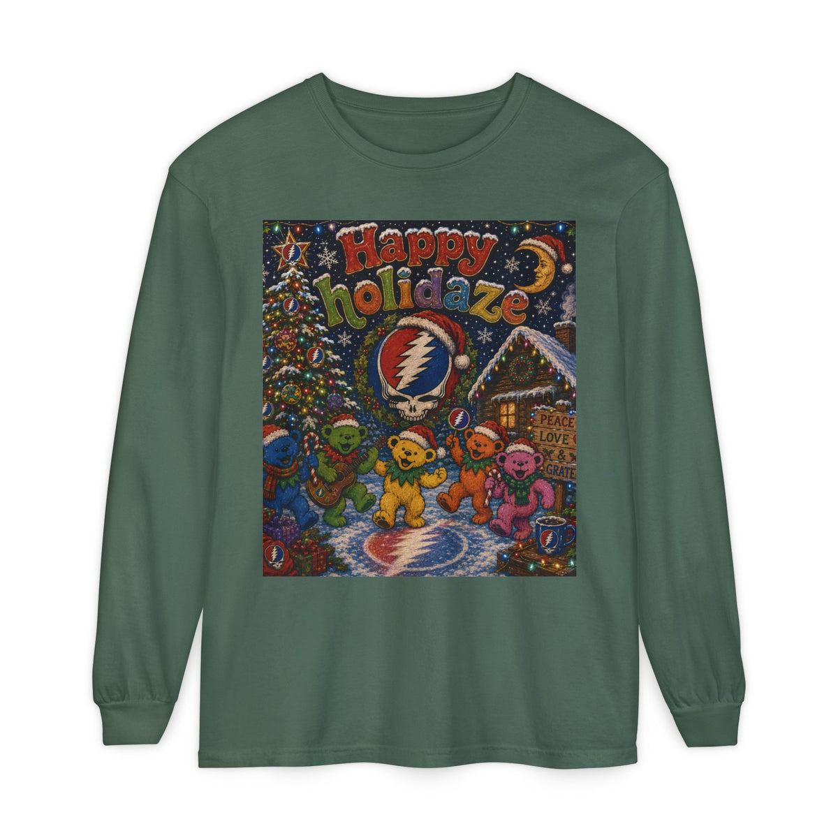 Grateful Dead "Happy Holidaze" Bears Long Sleeve Shirt | Holiday Music Tee, gift for deadhead, ugly christmas shirt