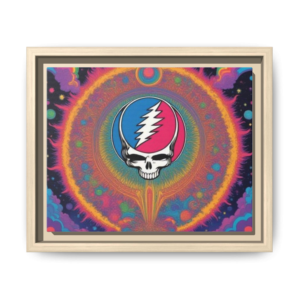 Psychedelic Skull Lightning Bolt Matte Canvas Framed | Colorful Wall Art
