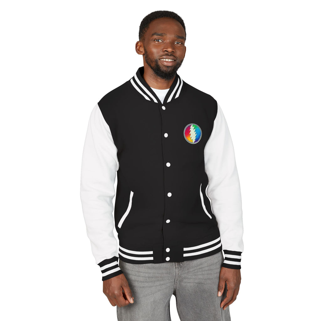 Rainbow Grateful Dead Steal Your Face Letterman Jacket | Varsity Jacket, gift for deadhead unisex
