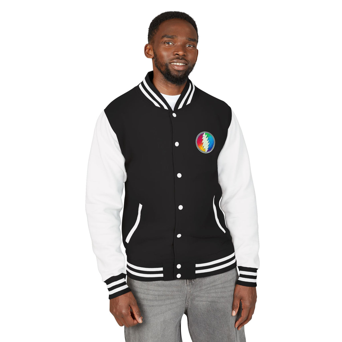 Rainbow Grateful Dead Steal Your Face Letterman Jacket | Varsity Jacket, gift for deadhead unisex