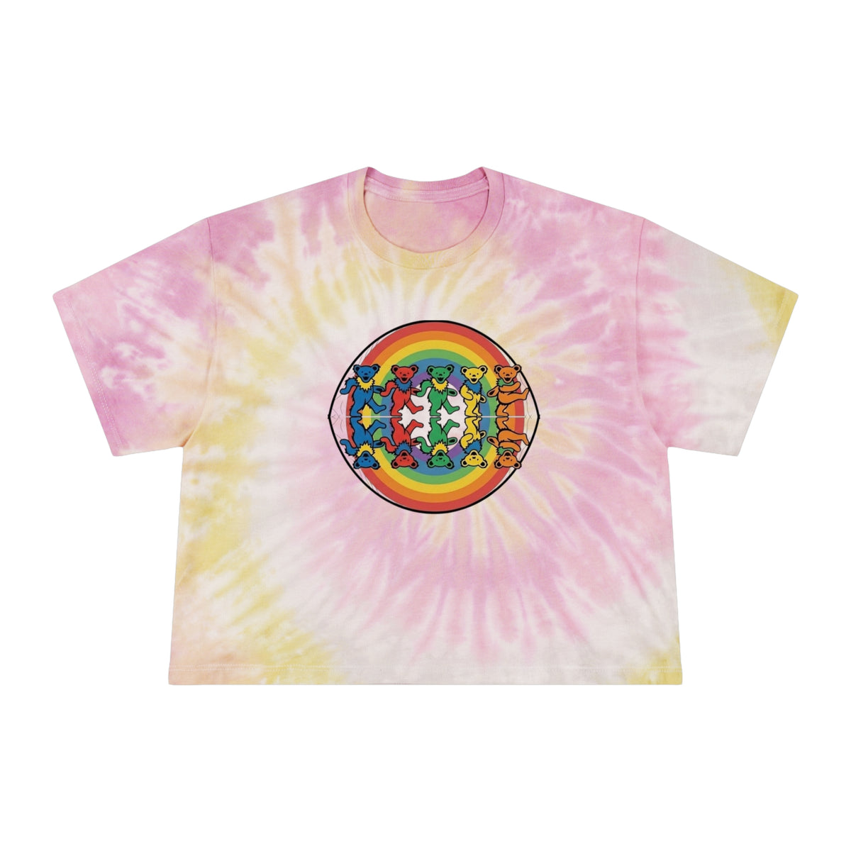 Rainbow Grateful Dead Bears Tee | Tie-Dye Crop Tee