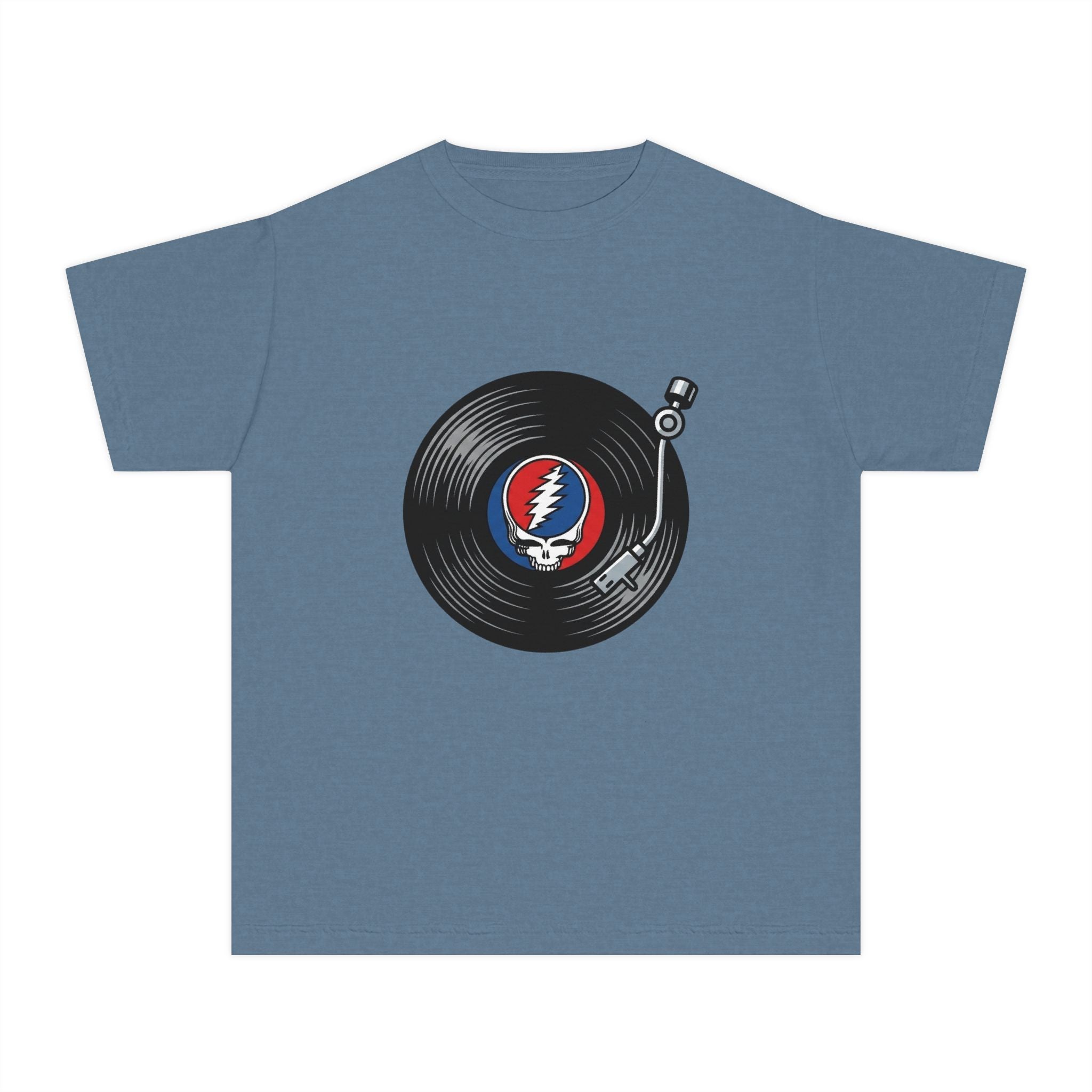 Youth Tee — Retro Vinyl Record Grateful Dead Skull Logo Shirt